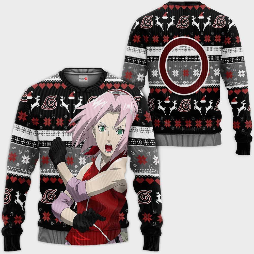 Sakura Haruno Ugly Christmas Sweater Custom Anime Perfect And Unique Gifts For Adults Kids On Christmas