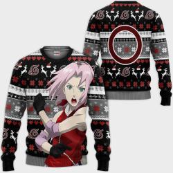 Sakura Haruno Ugly Christmas Sweater Custom Anime Perfect And Unique Gifts For Adults Kids On Christmas