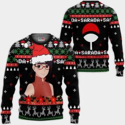 Sarada Uchiha Ugly Christmas Sweater Custom BRT Anime Xmas Gifts Perfect And Unique Gifts For Adults Kids On Christmas