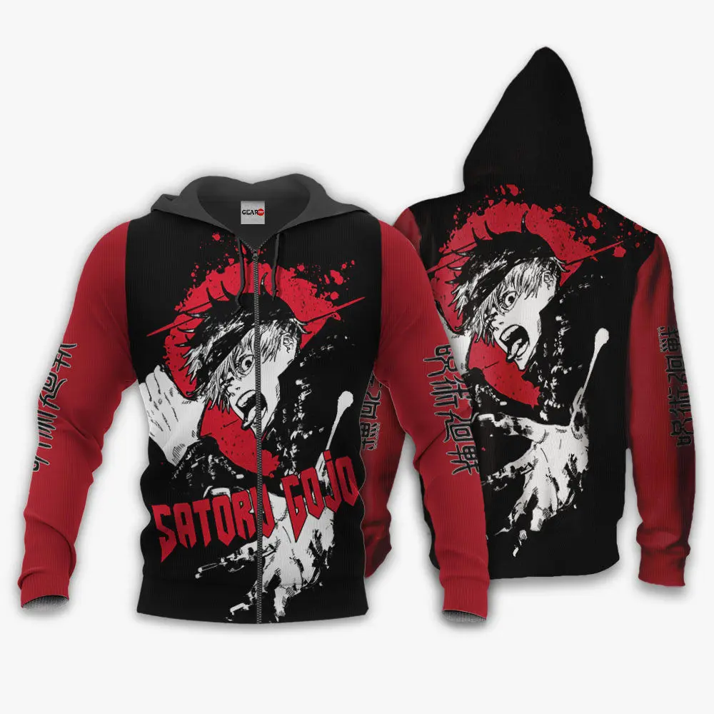 Anime Satoru Gojo Hoodie Custom Anime Monochrome Perfect And Unique Gifts For Otaku Anime Fans On Christmas