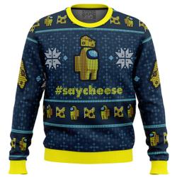 Say Cheese Among Us Ugly Christmas Sweater Perfect And Unique Gifts For Adults Kids On Christmas
