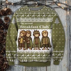 Second Breakfast Ugly Christmas Sweater Knitted Shirt Perfect And Unique Gifts For Adults Kids On Christmas