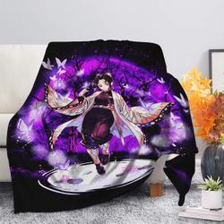 Anime Shinobu Demon Slayer Moonlight Premium Fleece Sherpa Blanket Perfect Gifts For Family On Christmas