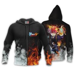 Anime Shoto Todoroki Hoodie Custom Ice and Fire Anime Perfect And Unique Gifts For Otaku Anime Fans On Christmas