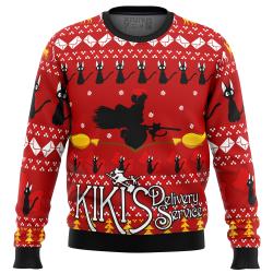 Silhouette Kiki's Delivery Service Ugly Christmas Sweater Perfect And Unique Gifts For Adults Kids On Christmas