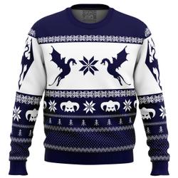 Skyrim Dragon Ugly Christmas Sweater Perfect And Unique Gifts For Adults Kids On Christmas
