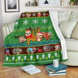 Anime Sloth Christmas Fleece Sherpa Blanket Amazing Gift Idea Perfect Gifts For Family On Christmas