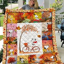 Anime Snoopy Charlie Fall Autumn Fan Lover Quilt Fleece Fleece Sherpa Blanket Perfect Gifts For Family On Christmas