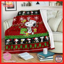 Anime Snoopy Xmas 2023 Christmas Gift Family Fleece Sherpa Blanket Perfect Gifts For Family On Christmas