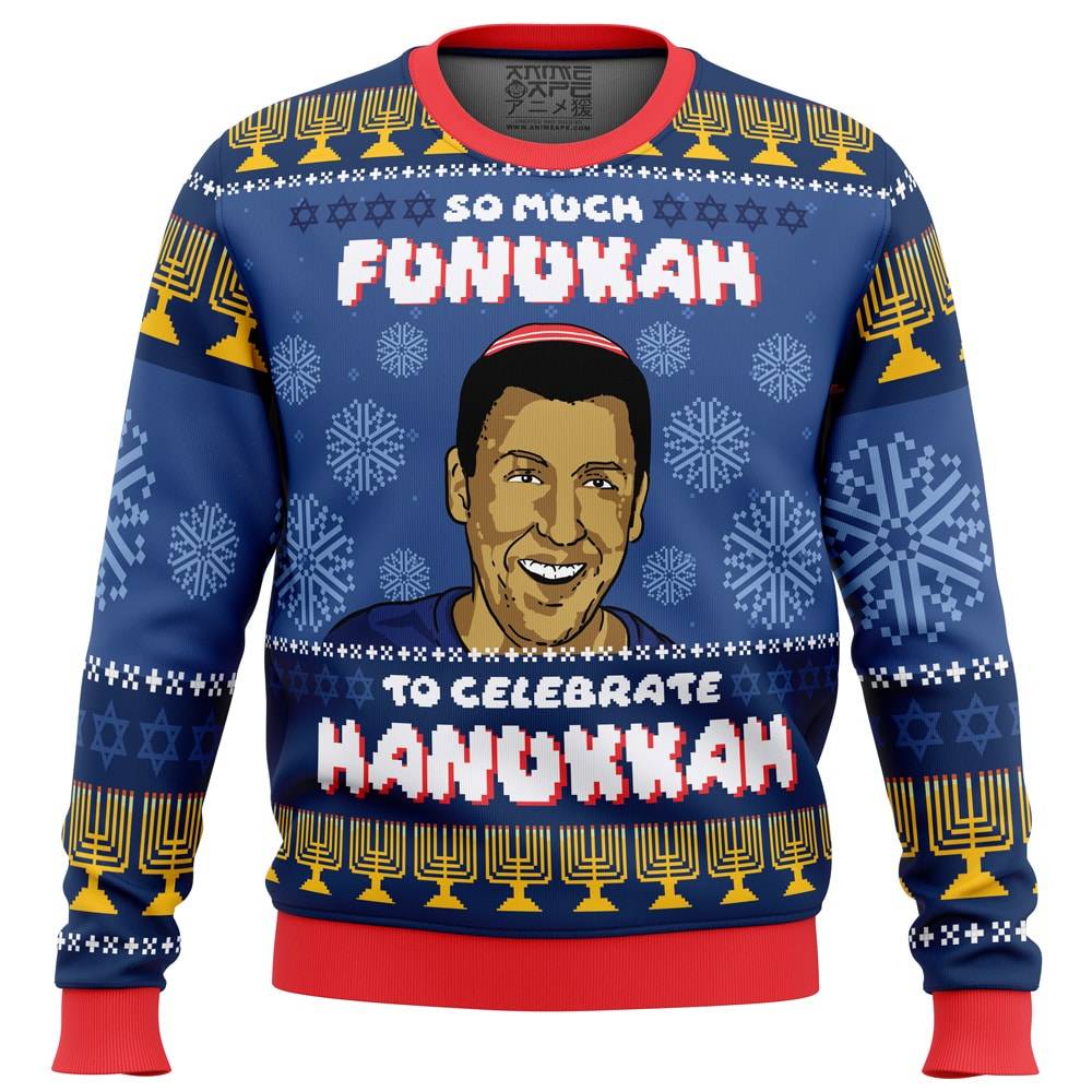 So Much Funukah Adam Sandler Ugly Christmas Sweater Perfect And Unique Gifts For Adults Kids On Christmas