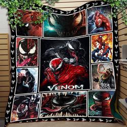 Movie Spiderman And Venom Carnage Quilt Fleece Sherpa Blanket Perfect Gifts For Family On Christmas