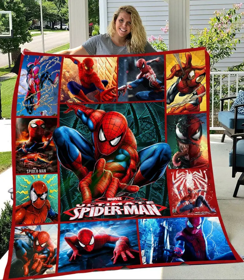 Movie Spiderman Meme No Way Home Quilt Fleece Sherpa Blanket Perfect Gifts For Family On Christmas
