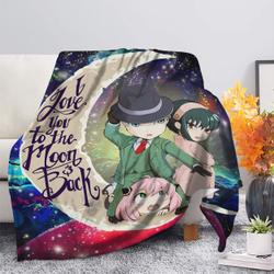 Anime Spy x Family Love You To The Moon Galaxy Premium Fleece Sherpa Blanket Perfect Gifts For Family On Christmas