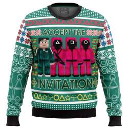 Squid Game Invitation Ugly Christmas Sweater Perfect And Unique Gifts For Adults Kids On Christmas