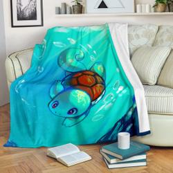 Anime Squirtle Premium Fleece Sherpa Blanket Perfect And Unique Gifts For Family On Christmas Holiday