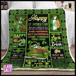 St. Patricks Leprechaun Fleece Sherpa Blanket Perfect And Unique Gifts For Family On Christmas