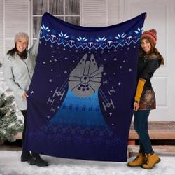 Movie Star Wars Spaceship Art Ugly Christmas Custom Fleece Sherpa Blanket Home Decor Perfect Gifts For Family On Christmas