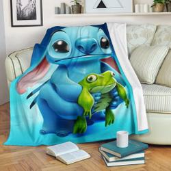 Anime Stich Premium Fleece Sherpa Blanket Perfect And Unique Gifts For Family On Christmas Holiday