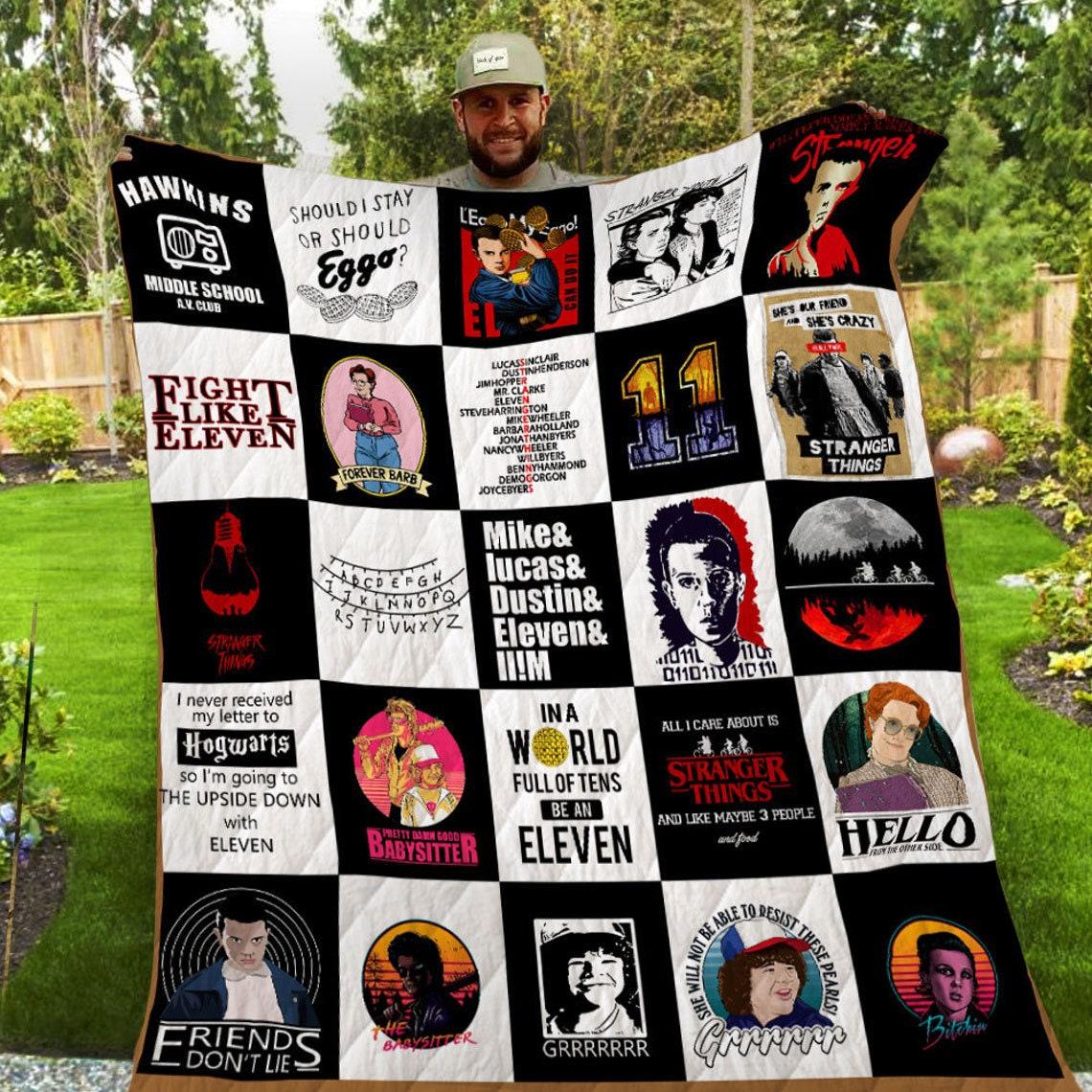Movie Stranger Things Movie Fans Fleece Fleece Sherpa Blanket Perfect Gifts For Family On Christmas