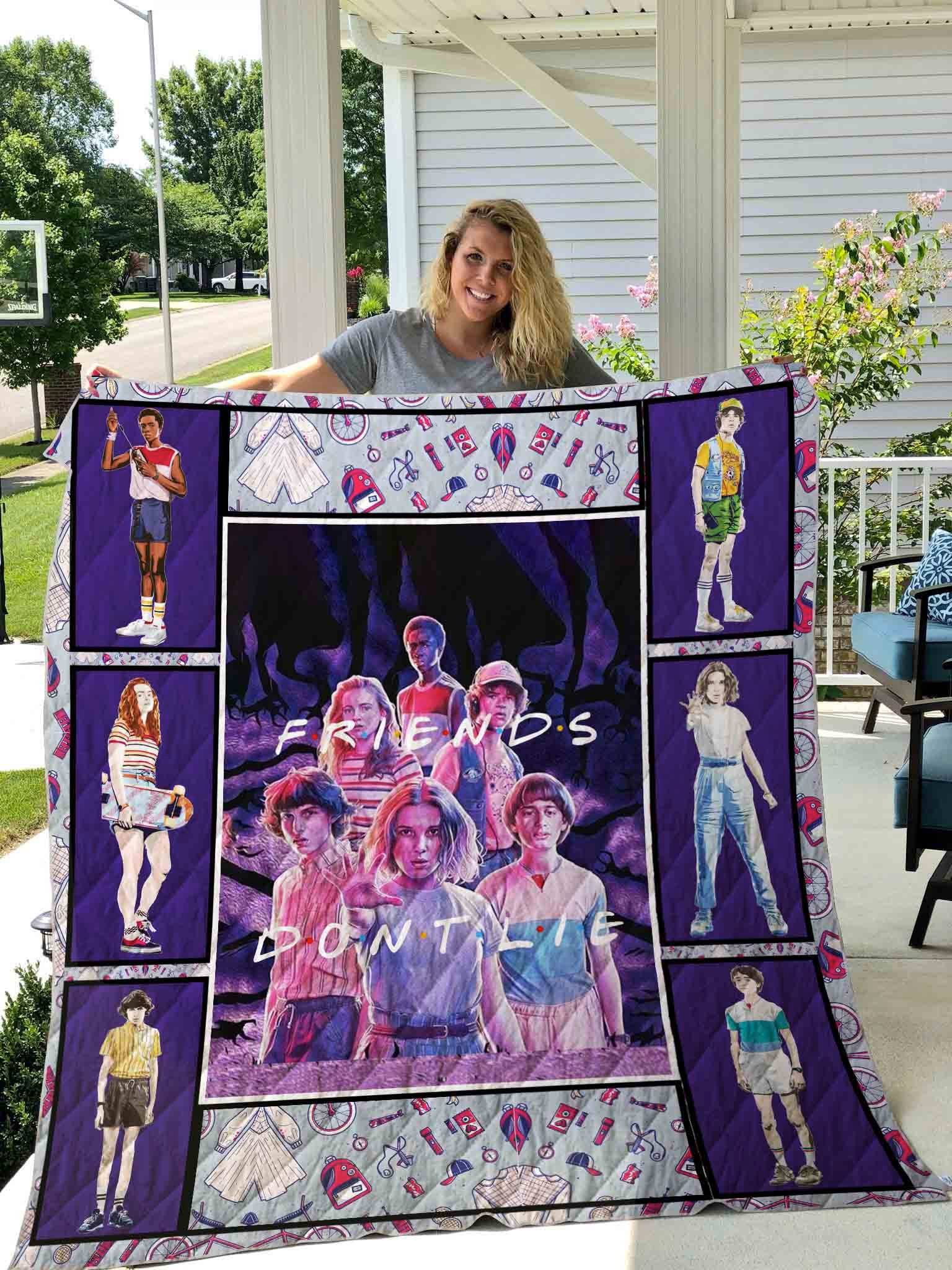 Movie Stranger Things Watching Movie Fleece Sherpa Blanket Perfect Gifts For Family On Christmas