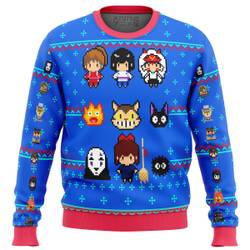 Studio Ghibli Blue Ugly Christmas Sweater Perfect And Unique Gifts For Adults Kids On Christmas