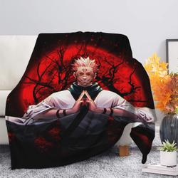 Anime Sukuna Jujutsu Kaisen Moonlight Premium Fleece Sherpa Blanket Perfect Gifts For Family On Christmas