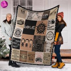 Movie Supernatural Dean Winchester Christmas Fleece Sherpa Blanket Perfect Gifts For Family On Christmas