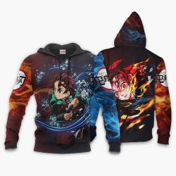 Anime Tanjiro Hoodie Custom Water and Sun Breathing Kimetsu Anime Shirts Perfect And Unique Gifts For Otaku On Christmas