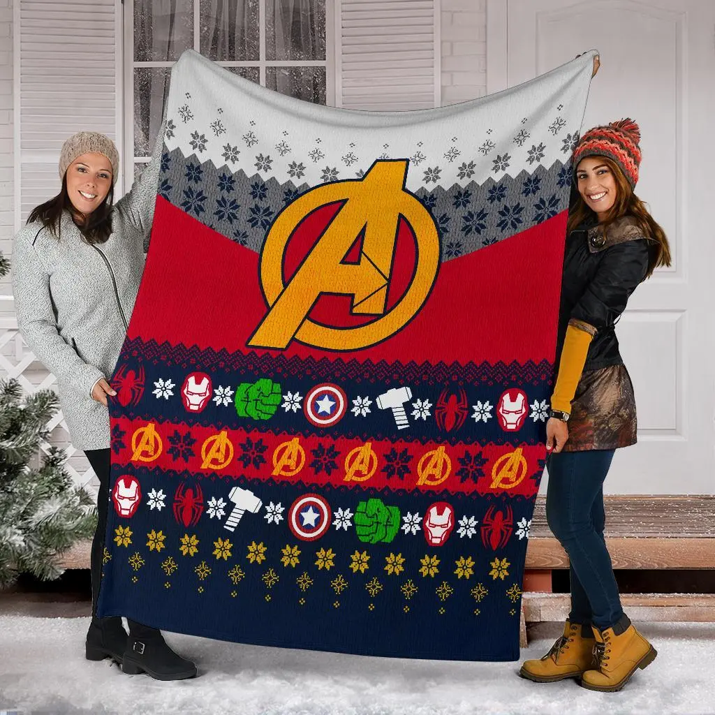 Movie The Avenger Ugly Christmas Custom Fleece Sherpa Blanket Home Decor Perfect Gifts For Family On Christmas