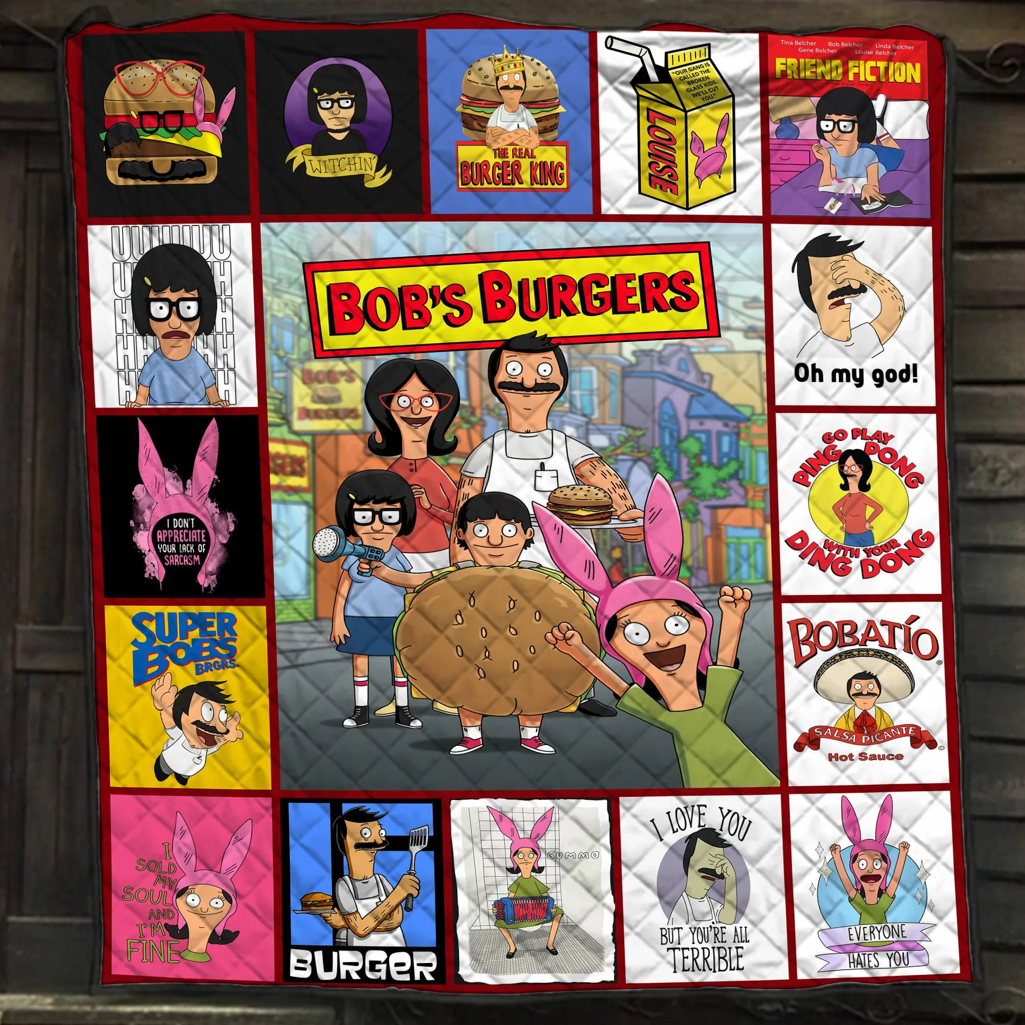 Music The Bob Burgers Characters Quilt Fleece Sherpa Blanket Perfect Gifts For Family On Christmas