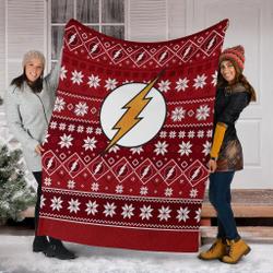 Movie The Flash Art Ugly Christmas Custom Fleece Sherpa Blanket Home Decor Perfect Gifts For Family On Christmas