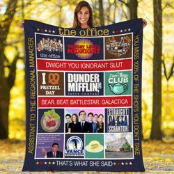 Movie The Office Dunder Mifflin Threat Level Midnight Fleece Sherpa Blanket Perfect Gifts For Family On Christmas