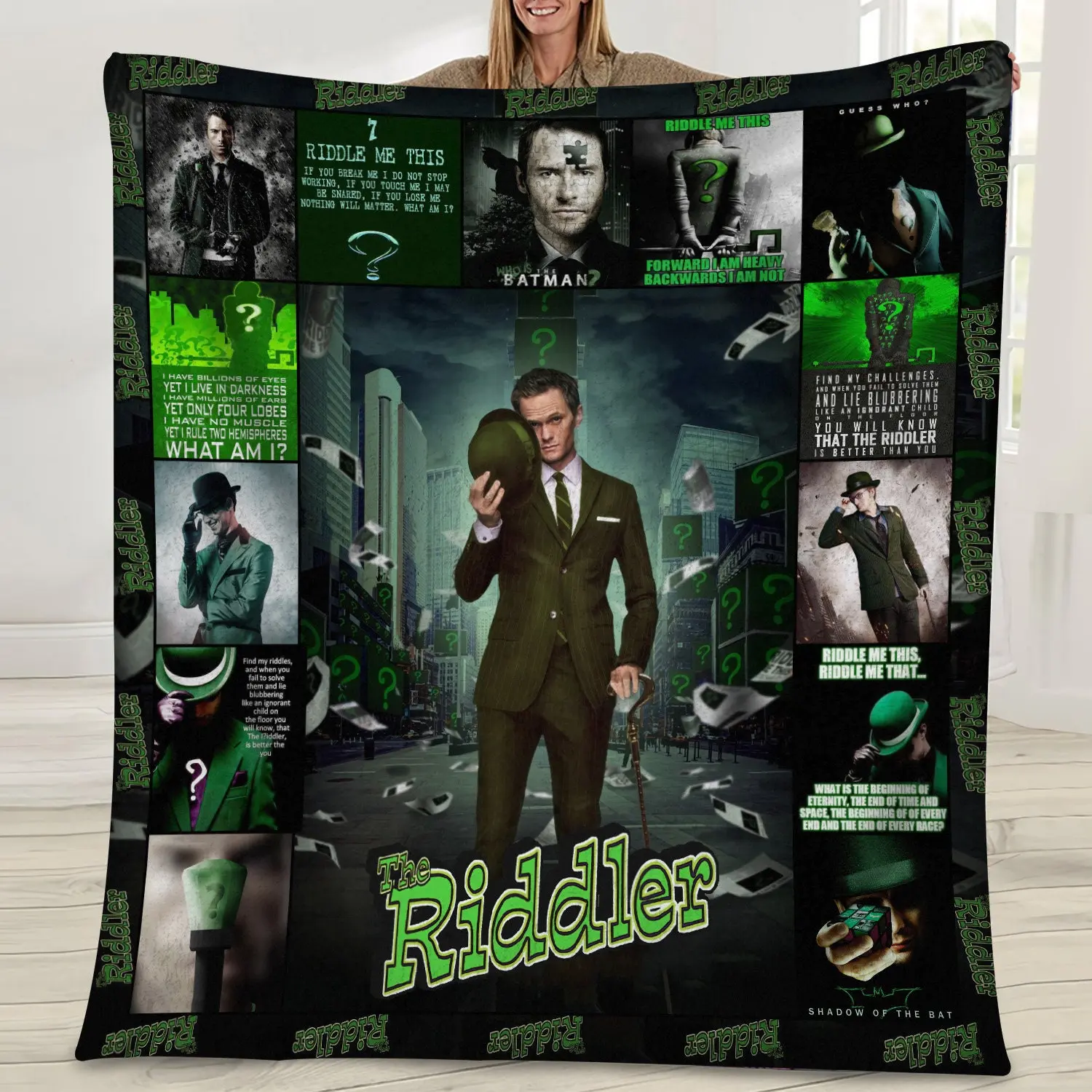 Movie The Riddler Batman Villains Dc Fan Movie Fleece Sherpa Blanket Perfect Gifts For Family On Christmas