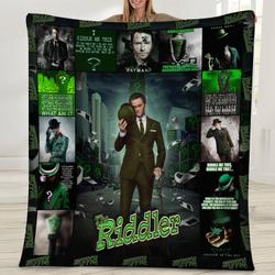 Movie The Riddler Batman Villains Dc Fan Movie Fleece Sherpa Blanket Perfect Gifts For Family On Christmas