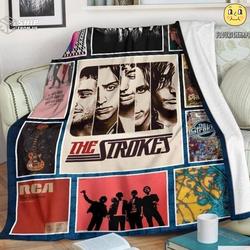 Music The Strokes American Rock Band Quilt Fleece Sherpa Blanket Perfect Gifts For Family On Christmas