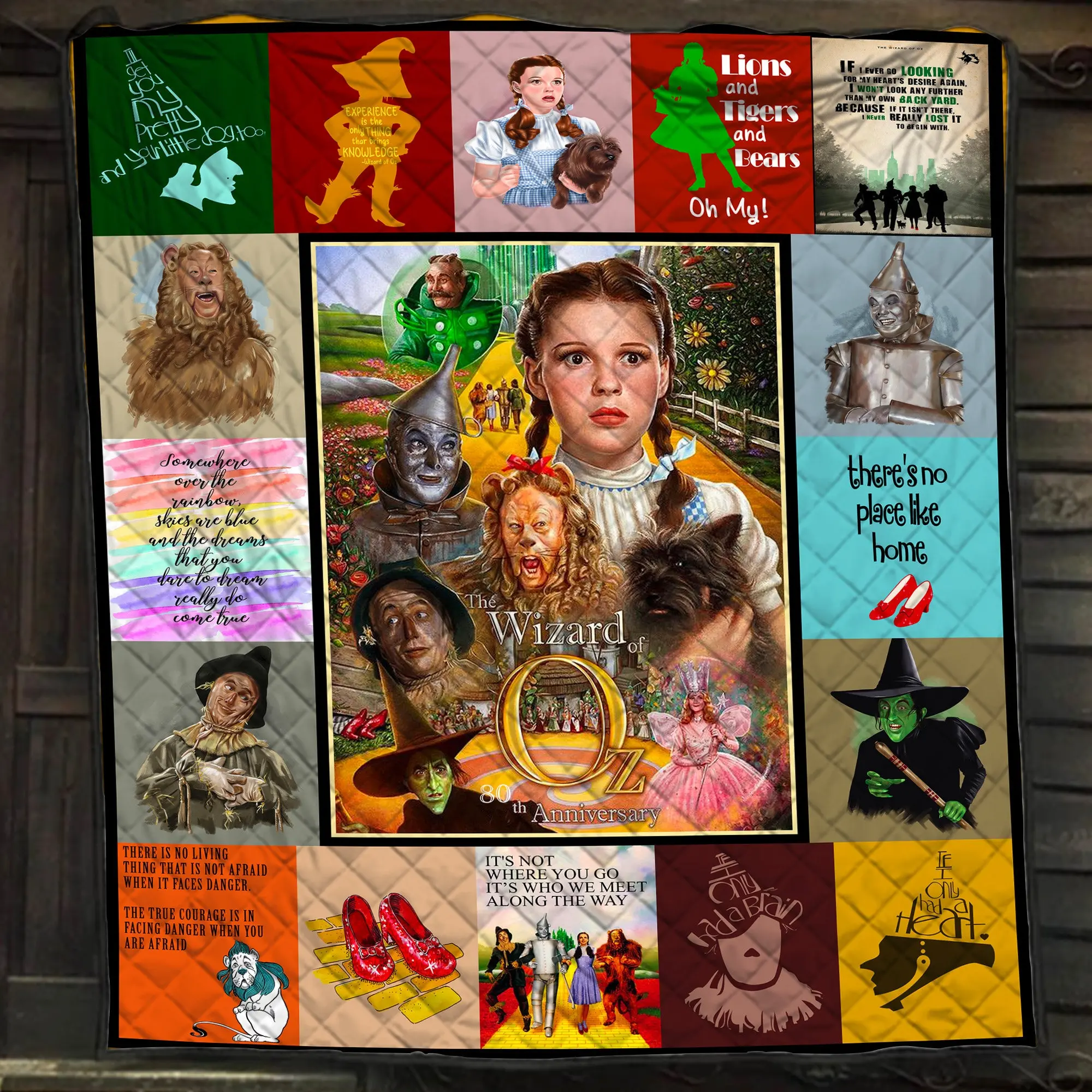 Movie The Wizard Of Oz Characters Quilt Fleece Sherpa Blanket Perfect Gifts For Family On Christmas