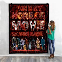Movie This Is My Horror Movie Watching Halloween Fleece Sherpa Blanket Quilt Perfect Gifts For Family On Christmas