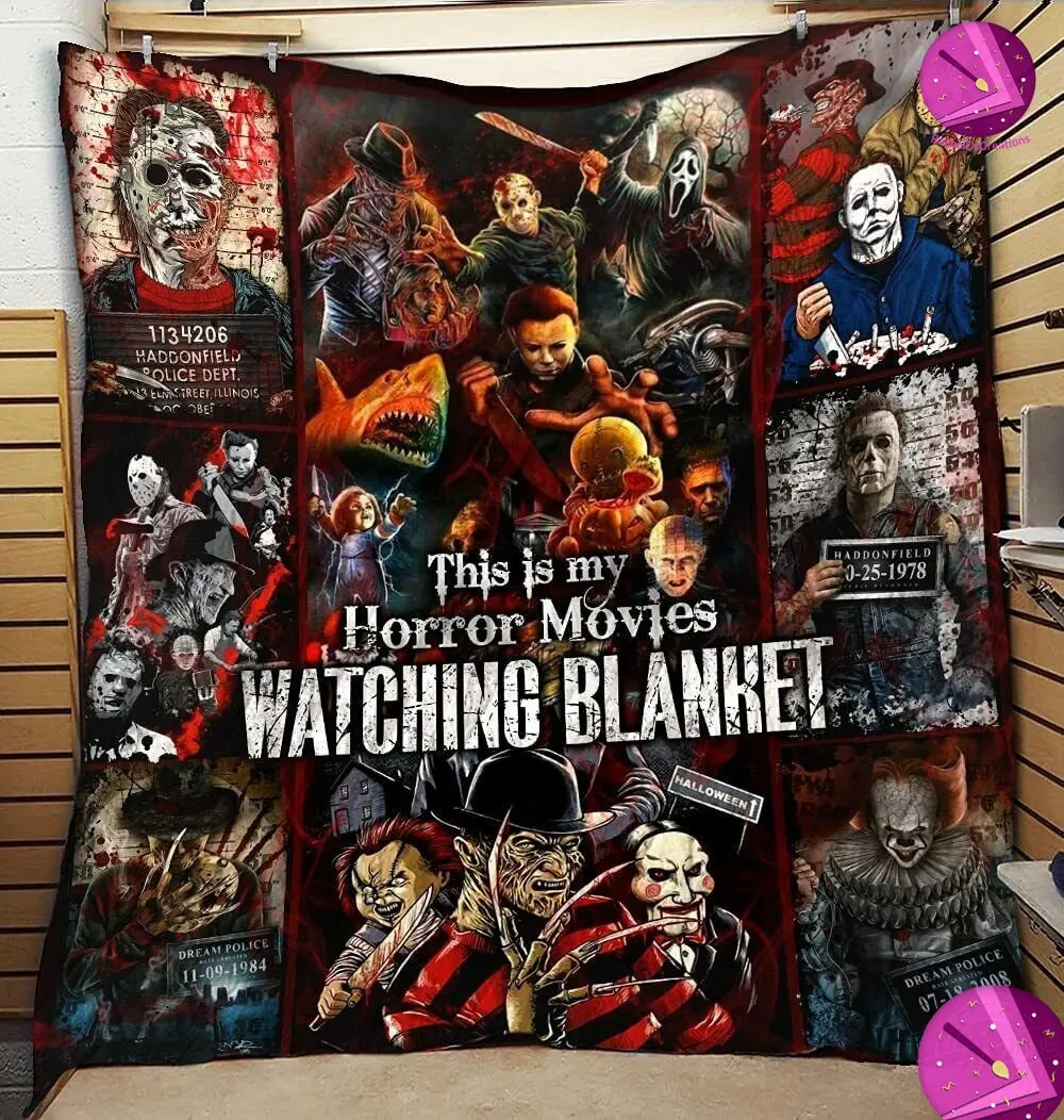 Movie This Is My Horror Movies Watching Fleece Sherpa Blanket Perfect Gifts For Family On Christmas