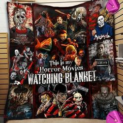 Movie This Is My Horror Movies Watching Fleece Sherpa Blanket Perfect Gifts For Family On Christmas