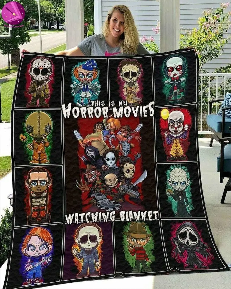 Movie This Is My Horror Movies Watching Halloween Fleece Sherpa Blanket Perfect Gifts For Family On Christmas