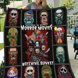 Movie This Is My Horror Movies Watching Halloween Fleece Sherpa Blanket Perfect Gifts For Family On Christmas