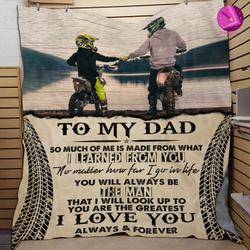Movie To My Dad I Learned From You Motocross Fleece Sherpa Blanket Perfect Gifts For Family On Christmas