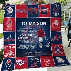 MLB To my son MLB Atlanta Braves World Series Champions 2021 Quilt Fleece Sherpa Blanket Perfect Gifts For Family On Christmas