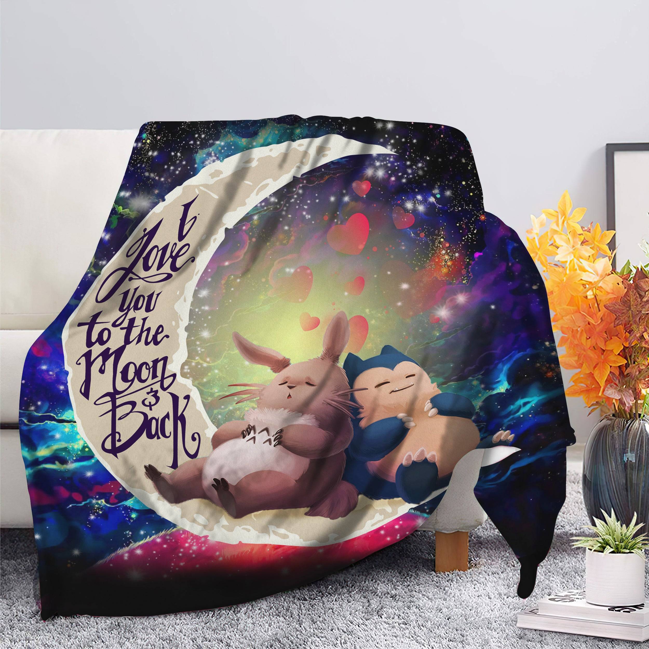 Anime Totoro Ghibli Snorlax Pokemon Love You To The Moon Galaxy Fleece Sherpa Blanket Perfect Gifts For Family On Christmas
