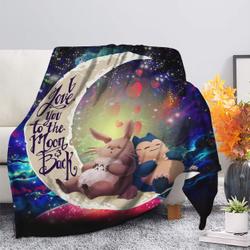 Anime Totoro Ghibli Snorlax Pokemon Love You To The Moon Galaxy Fleece Sherpa Blanket Perfect Gifts For Family On Christmas