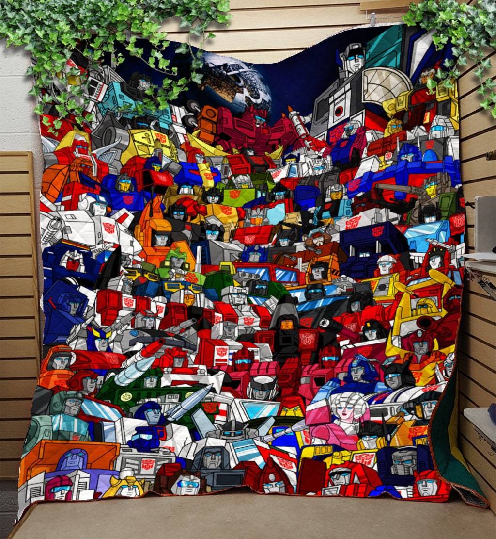 Movie Transformers Four Autobot Box Up Fleece Sherpa Blanket Perfect Gifts For Family On Christmas