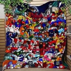 Movie Transformers Four Autobot Box Up Fleece Sherpa Blanket Perfect Gifts For Family On Christmas
