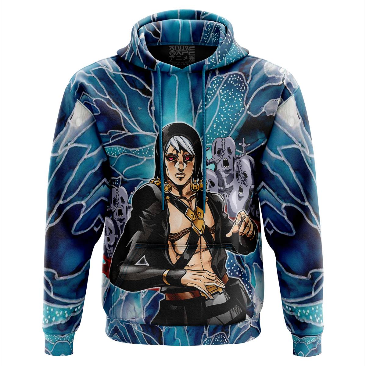 Anime Trippy Risotto Nero Metallic Jojo's Bizarre Adventure Hoodie Perfect And Unique Gifts For Otaku Anime Fans On Christmas