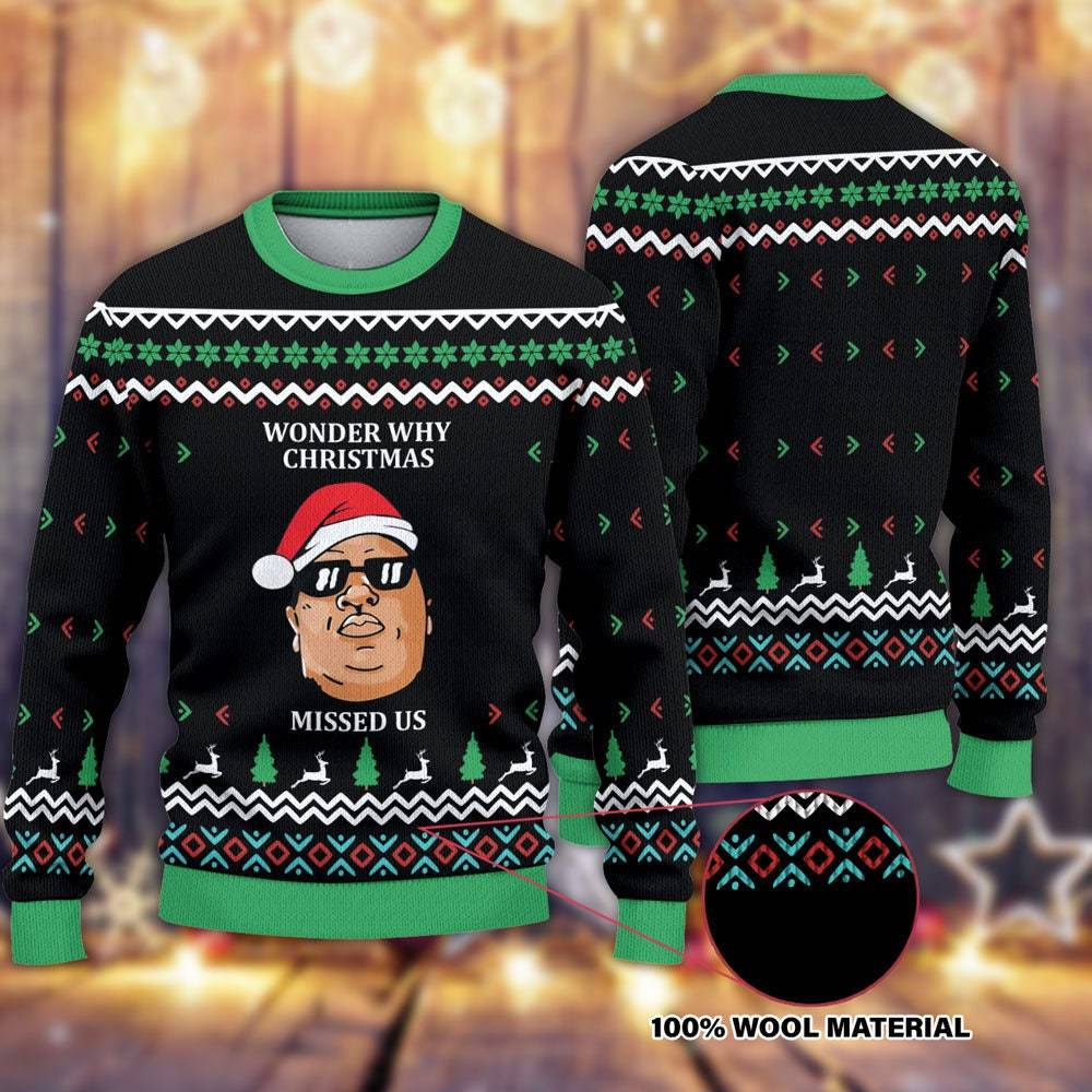 Ugly Christmas Sweater Notorious BIG Wonder Why Perfect And Unique Gifts For Adults Kids On Christmas