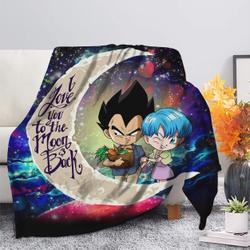 Anime Vegeta And Bulma Dragon Ball Love You To The Moon Galaxy Fleece Sherpa Blanket Perfect Gifts For Family On Christmas
